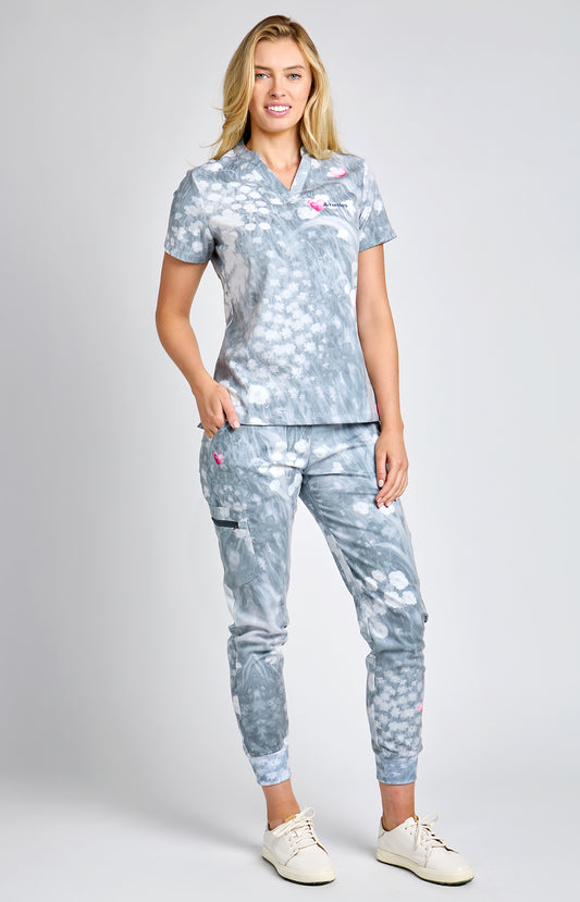 Gray Blooming Heart Joggers